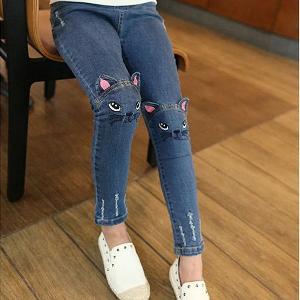 Girls' Cat Print Skinny Jeans (3-11Y) – Chic, comfy, and playful!