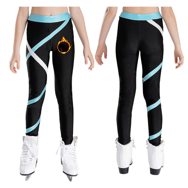 Girls' Fleece-Lined Skating Leggings – Cozy, stylish, perfect for dance and workouts!