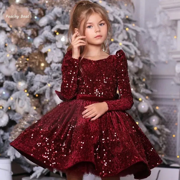 Girl Christmas Sequin Dress (12M-12Y) – Sparkly, elegant, and perfect for the holidays!