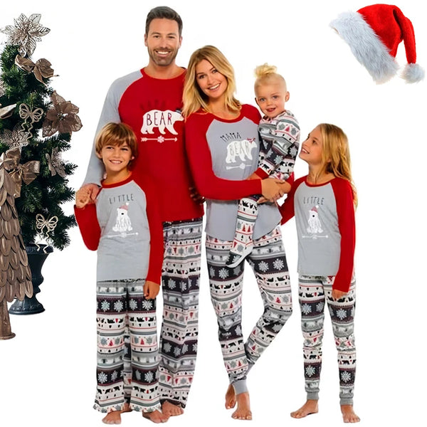 Cartoon Bear Christmas Pajamas – Cozy, matching cotton sleepwear for the whole family!